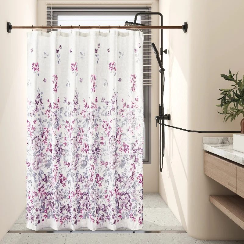 14 Piece "Violet" Waffle Jacquard Shower Curtain