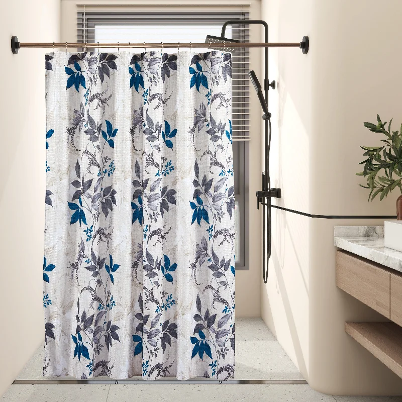 14 Pieces "Leaf" Waffle Jacquard Shower Curtain