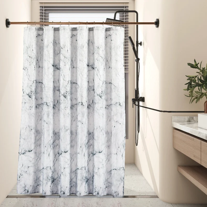 14 Pieces "Marble" Waffle Jacquard Shower Curtain