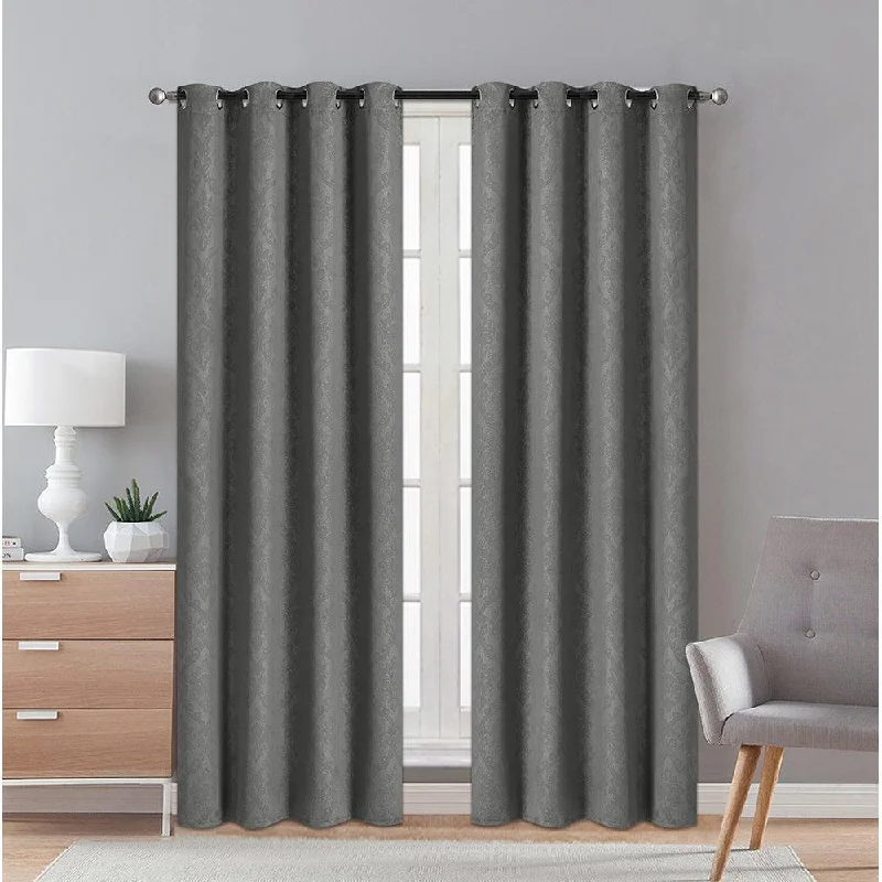 2 Pieces "3020" Eve Collection Weaving Blackout Embossed Window Curtain