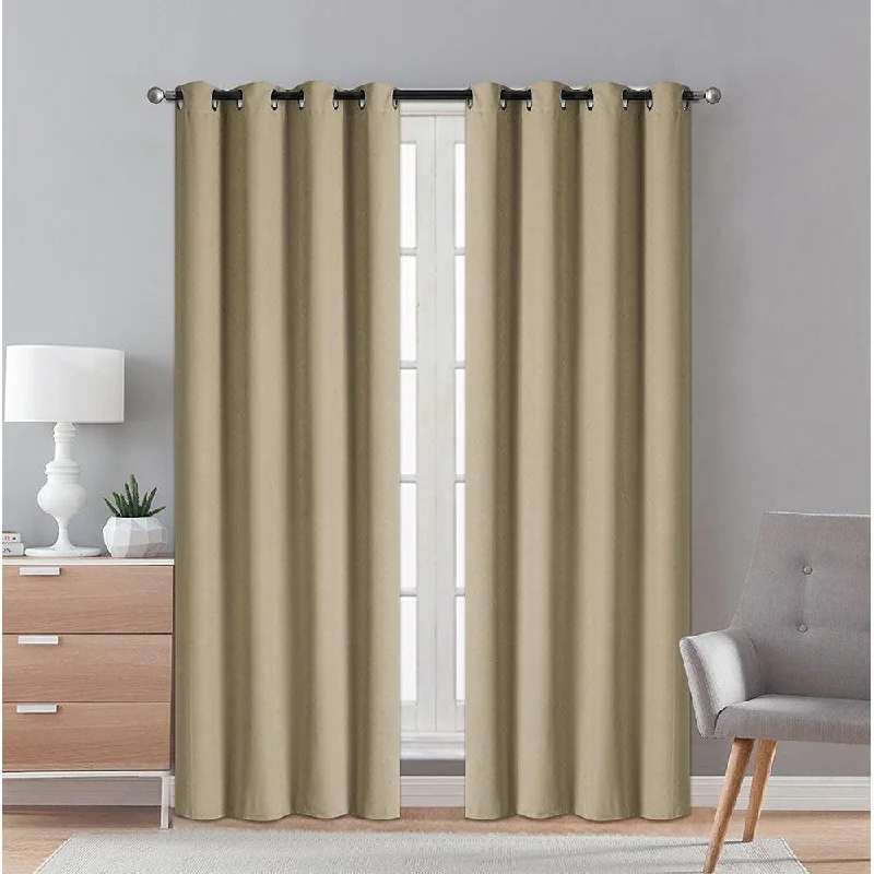 2 Pieces "3152" Eve Collection Weaving Blackout Embossed Window Curtain