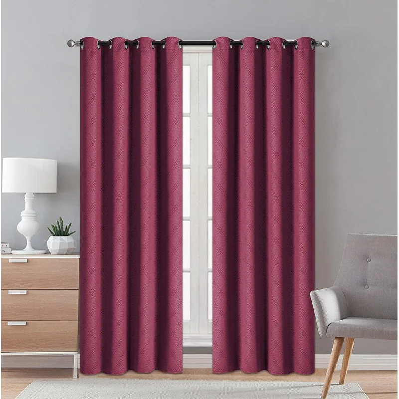 2 Pieces "3146" Eve Collection Weaving Blackout Embossed Window Curtain