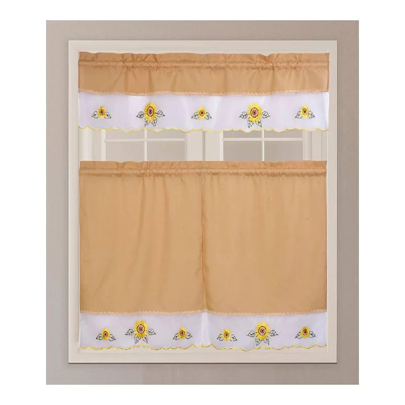 3 Piece ZCA77 Golden Kitchen Curtain