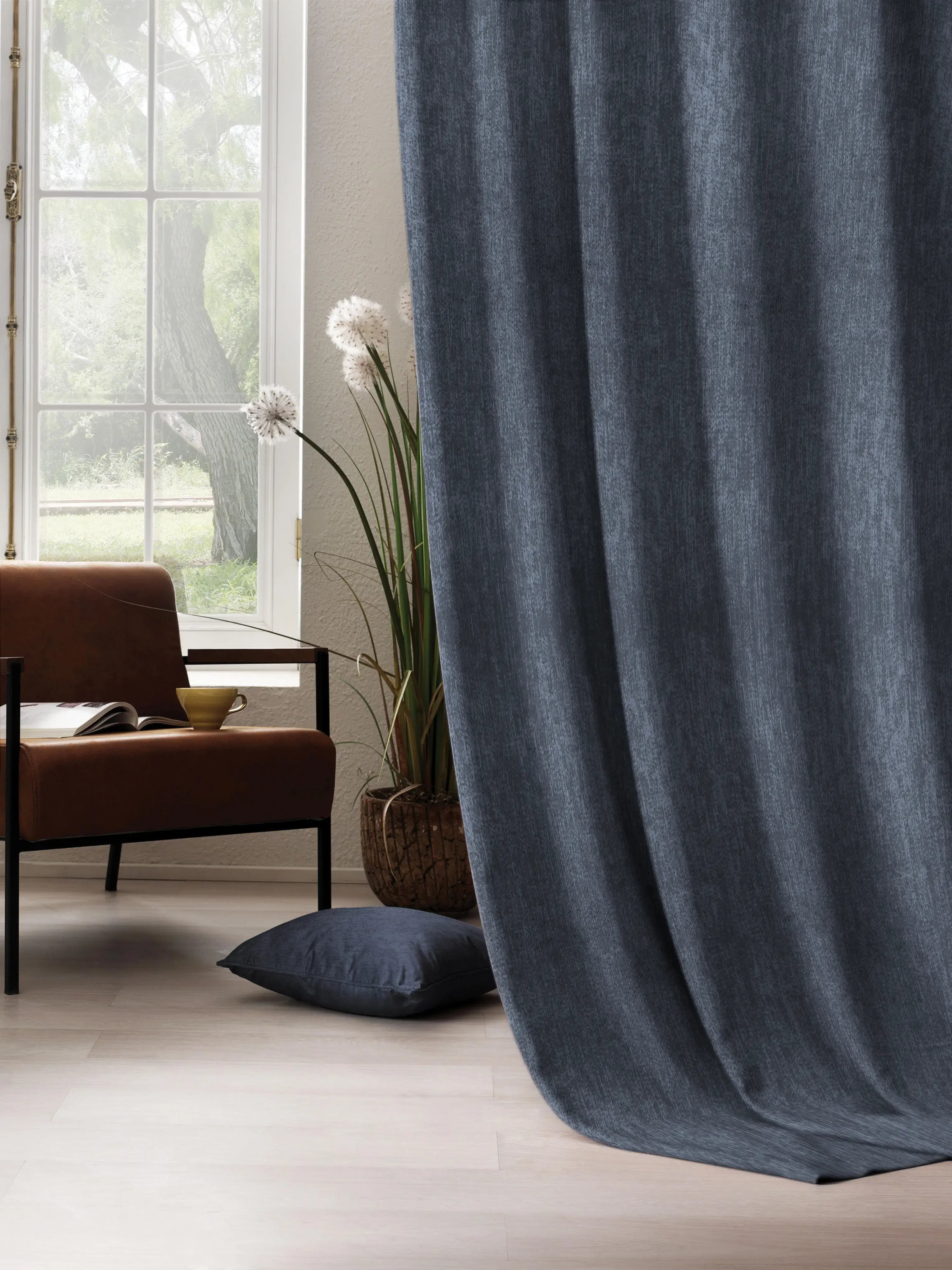 Arezzo 100% Blackout Curtain | Denim Blue | Pack of 2