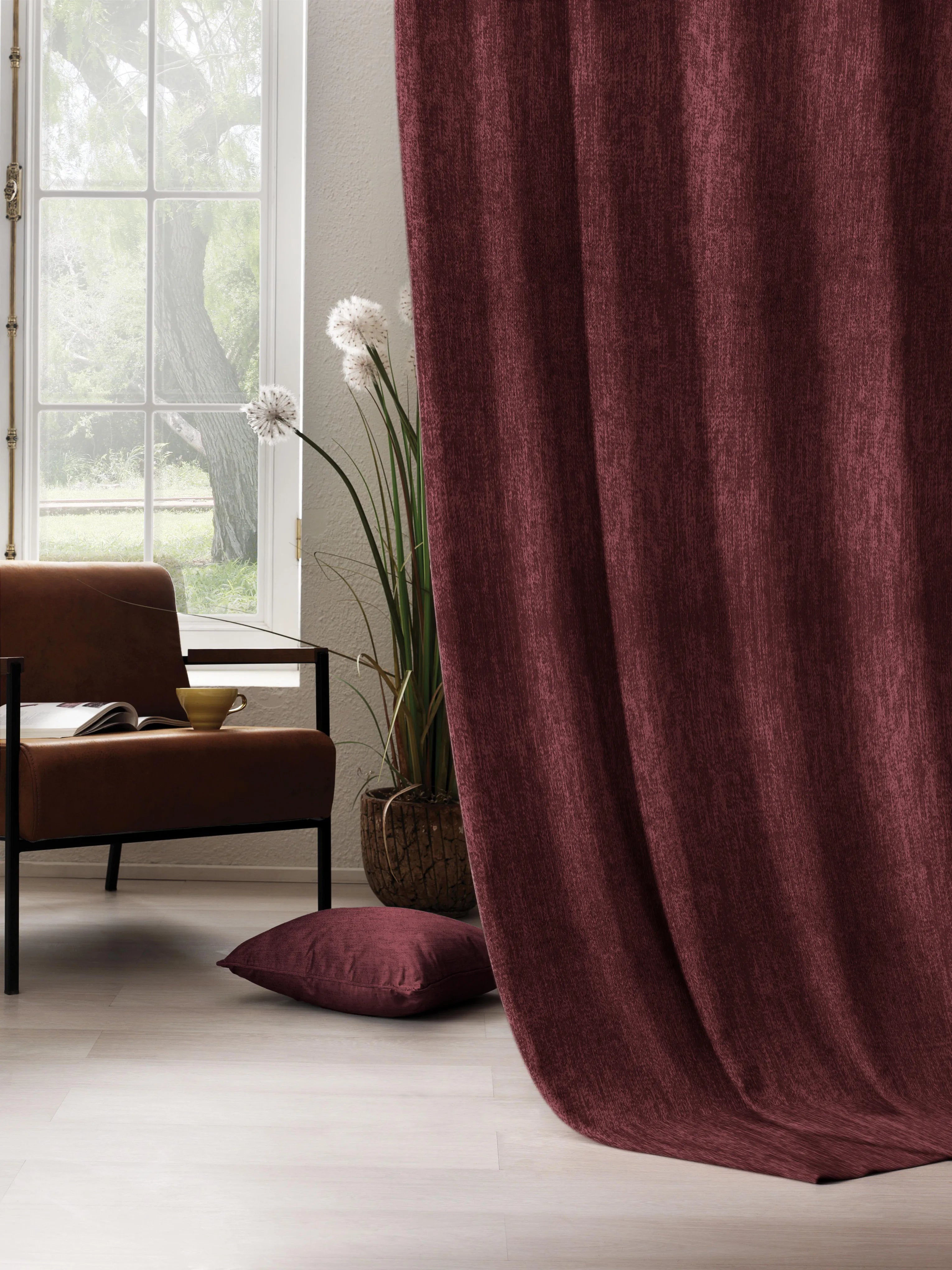 Arezzo 100% Blackout Curtain | Maroon | Pack of 2