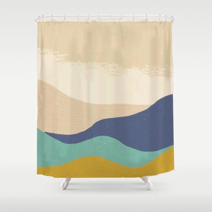 Beige Sky Mountain Shower Curtain