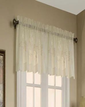 Hydrangea Semi Sheer Faux Linen Pole Top Valance