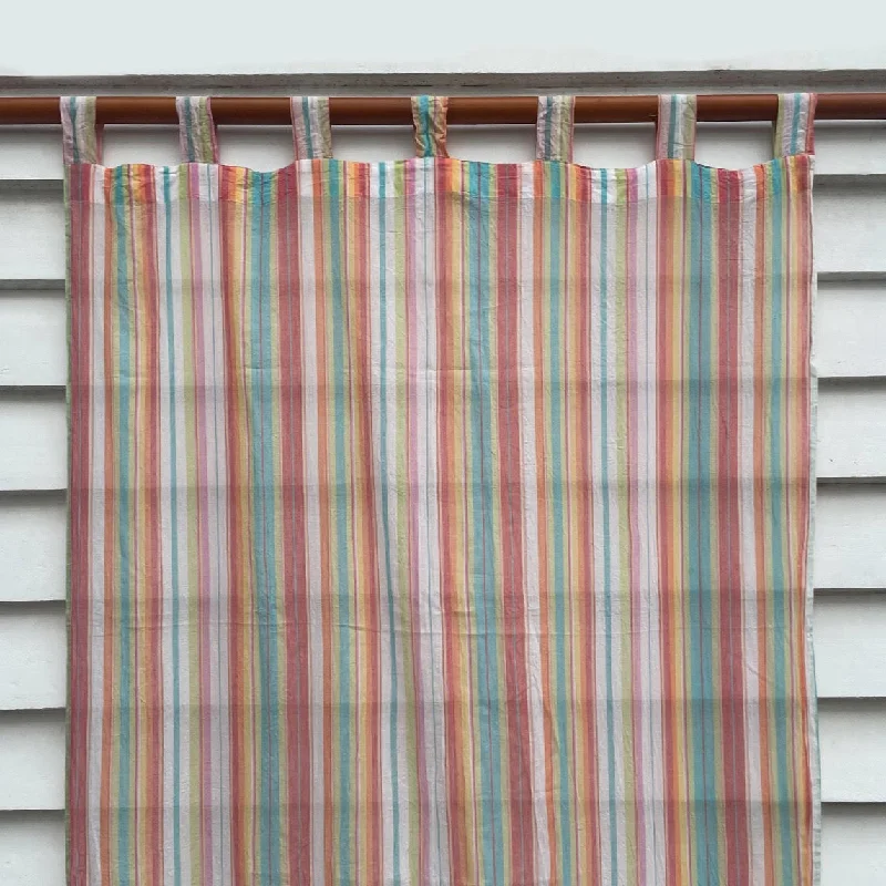 Indian Tab-Top Curtain - Pastel Stripe