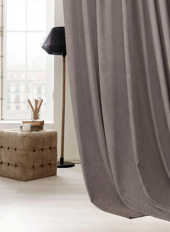 Meraki Velvet Curtain | Congo Brown | Pack of 2