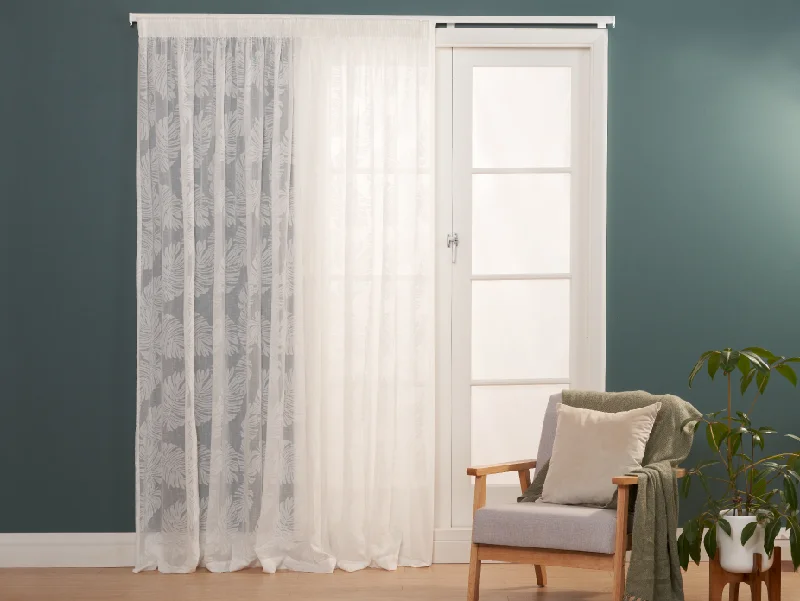 Palm Beach White Sheer Pencil Pleat Curtains