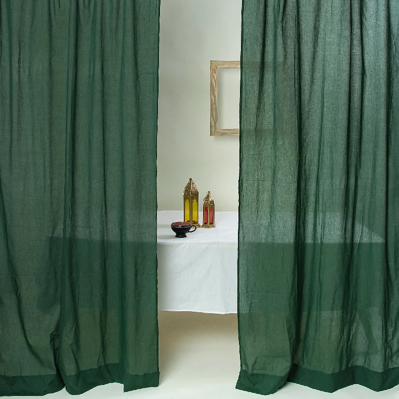 Premium Emerald Green Cotton Curtain Set