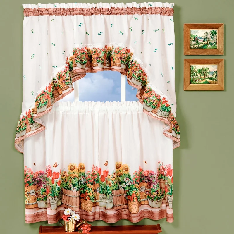 Printed Tier and Swag Window Curtain Set