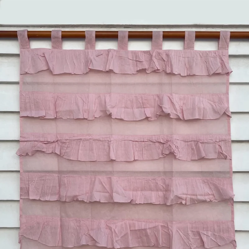 Ruffle Tab Top Curtain - Pink