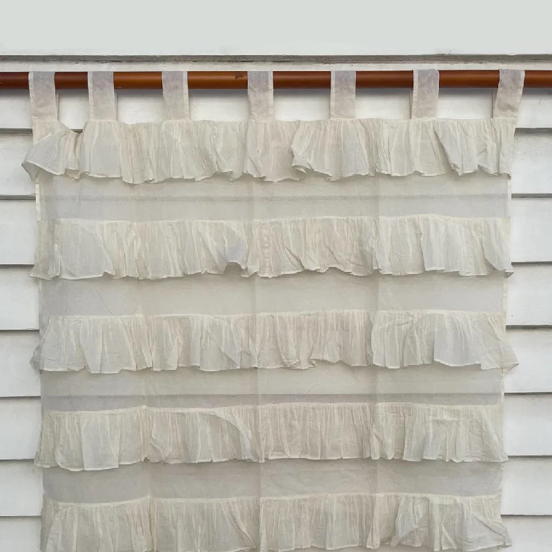 Ruffle Tab Top Curtain - Beige