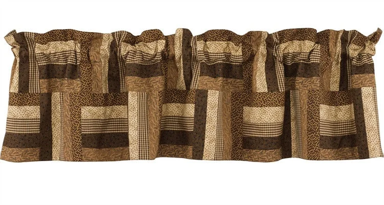 Shades of Brown Lined Patchwork Valance Curtains