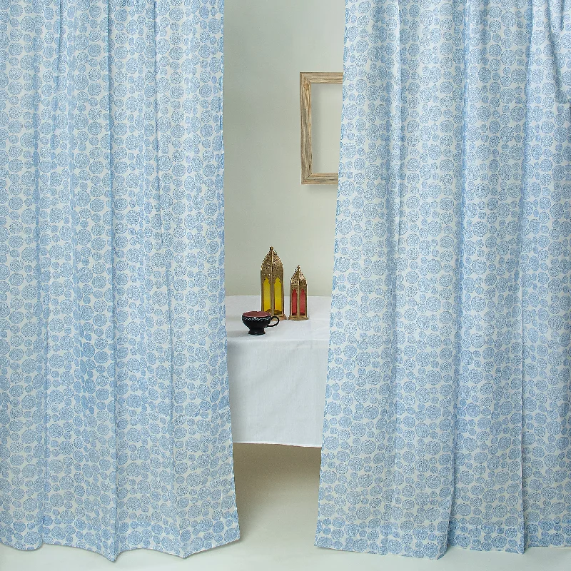 Sky Blue Bubble Cotton Curtains For Home