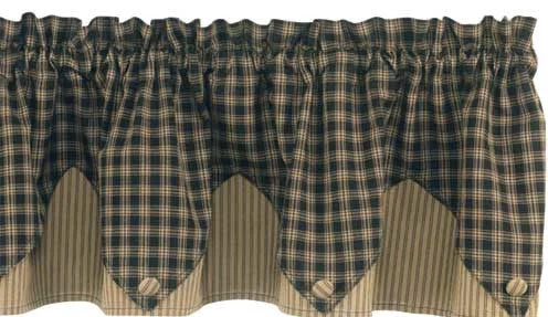 Sturbridge Black Lined Point Valance Curtains