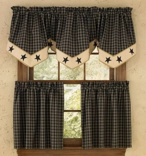 Sturbridge Black Single Point Valance Curtains - Star