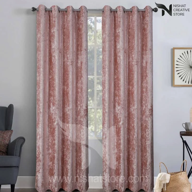 Texture Velvet Curtains Pack of 2 Design 037