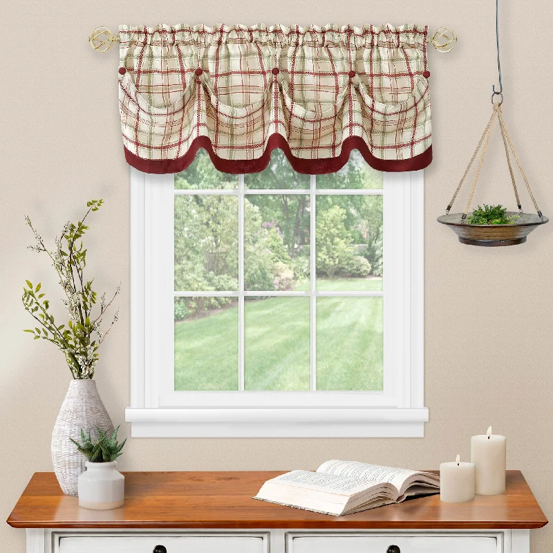 Tuck Valance with Buttons - Rustic Farmhouse Style - Tattersall - Textiles & Soft Furnishings