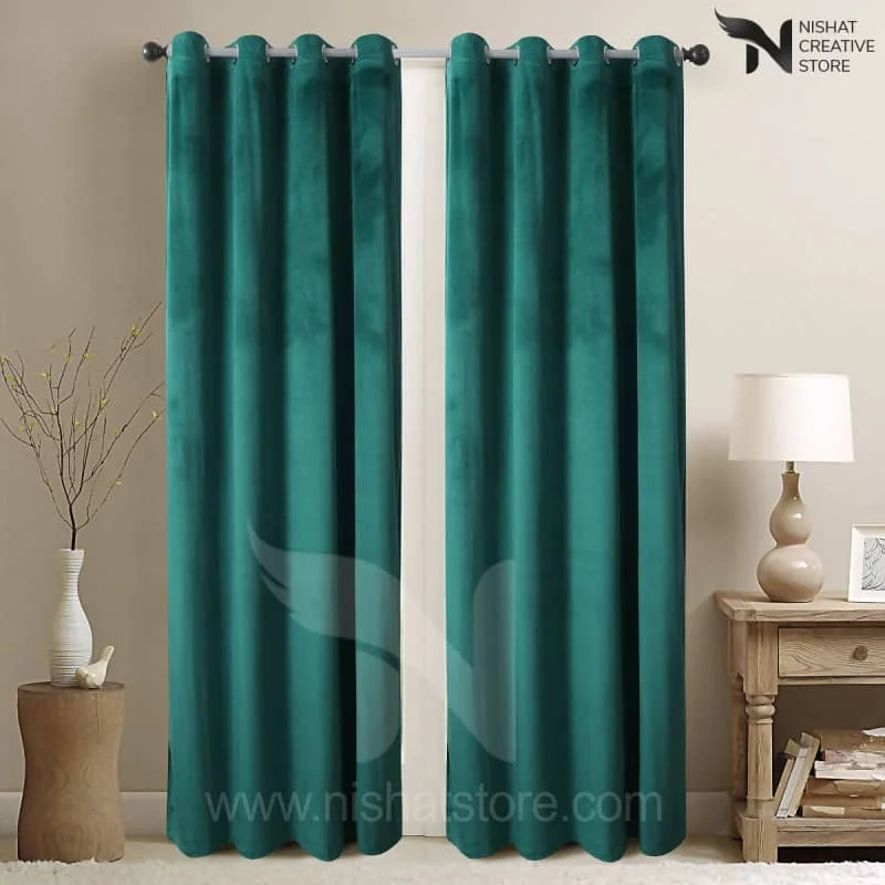 Velvet Curtains Pack of 2 Plain  Design 030