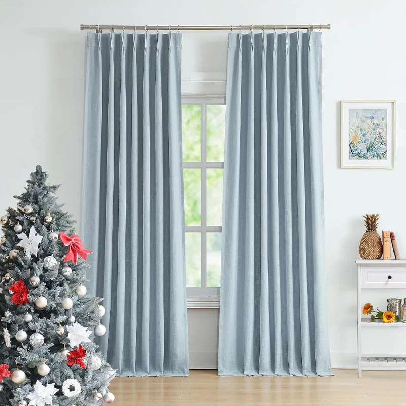 Dusty Blue Bailey Pinch Pleated Full Blackout Curtain