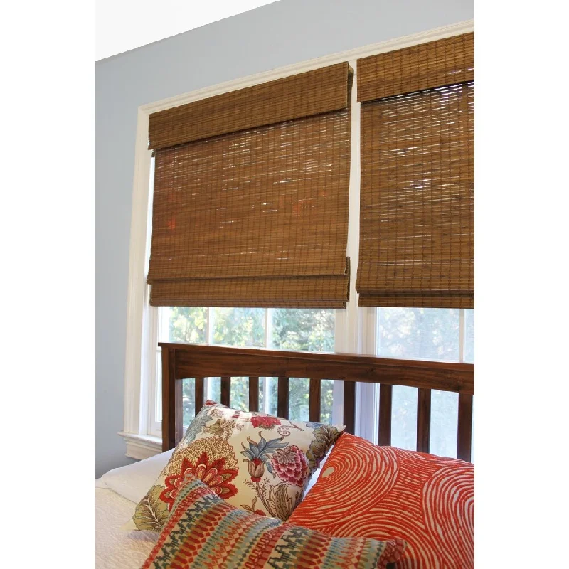 48" Drop Cordless Maple Cape Cod Flatweave Bamboo Roman Shade