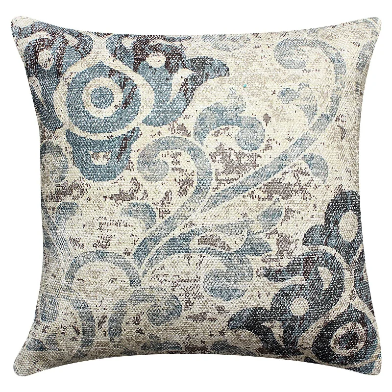 Benzara BM219691 18 X 18 `` Handwoven Cotton Cushion Cover with Block Prints, Off White