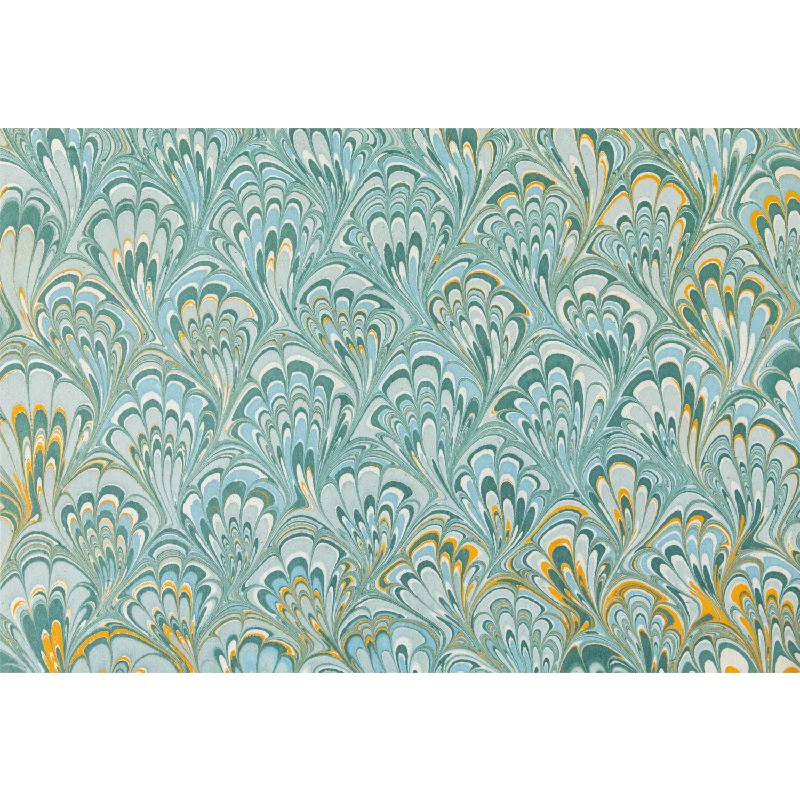 Blue & Gold Peacock Marbled Placemat