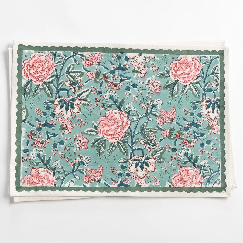 Butterfly Garden Aqua & Rose Placemat | Set of 4