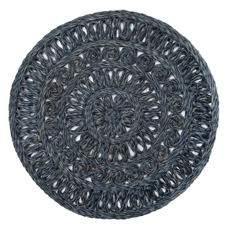 Circolo Abaca Navy 15" Round Placemats - Set of 4