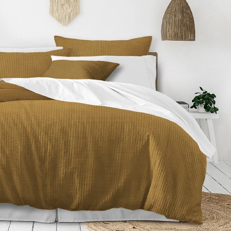 Classic Waffle Mustard Bedding