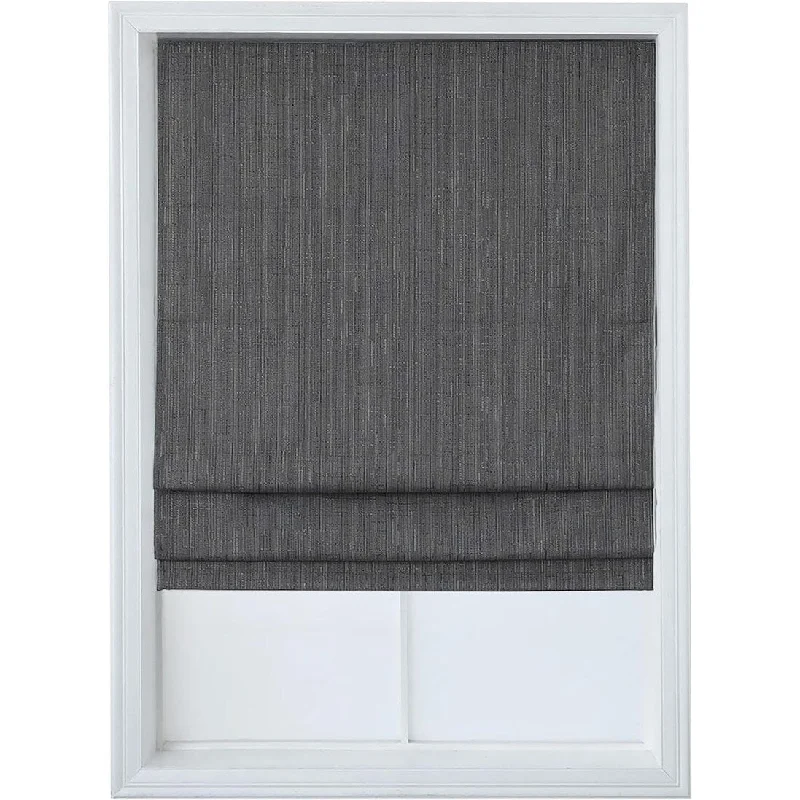 Cordless Room Darkening Roman Shades for Windows, Textured Woven Thermal Insulated Roman Blind Pepper - 23"W x 64" H