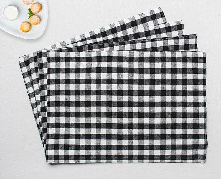 Cotton Gingham Check Black Table Placemats Pack Of 4