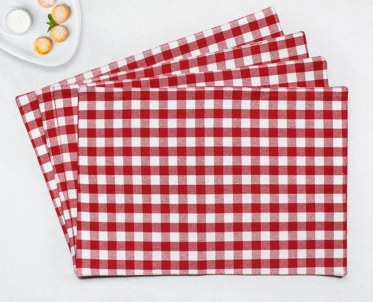 Cotton Gingham Check Red Table Placemats Pack Of 4