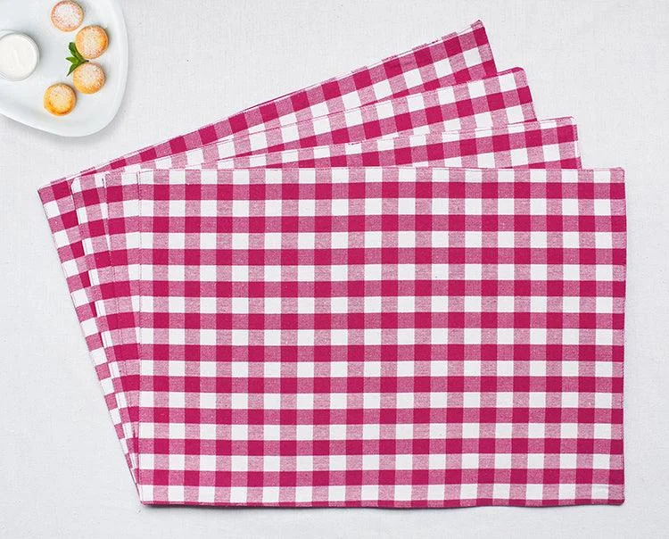 Cotton Gingham Check Rose Table Placemats Pack Of 4