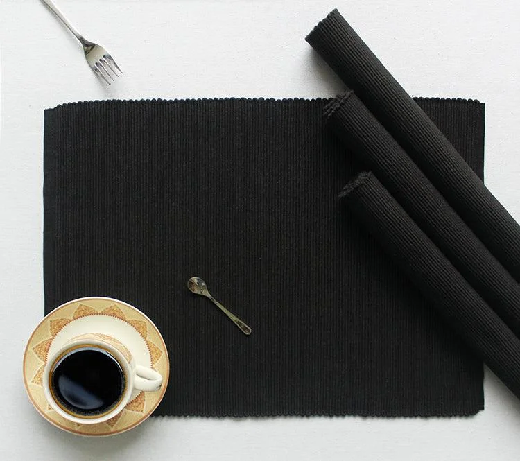 Cotton Solid Black Table Placemats Pack Of 4