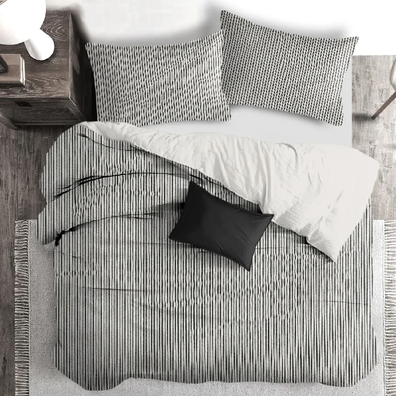 Cruz Ticking Stripes Black/Linen Bedding