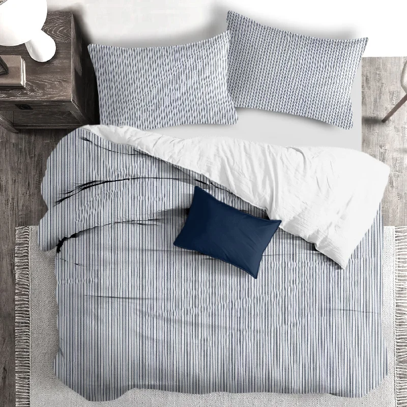 Cruz Ticking Stripes White/Navy Bedding