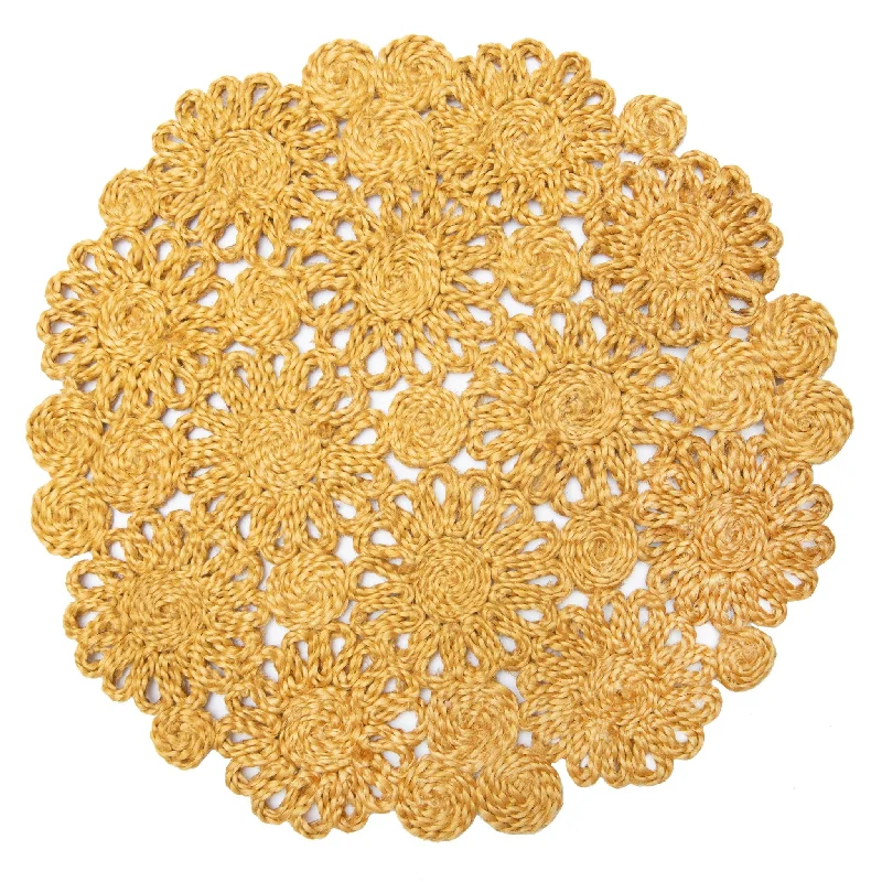 Daisy Jute Mustard Placemat 15" Round - Set of 4