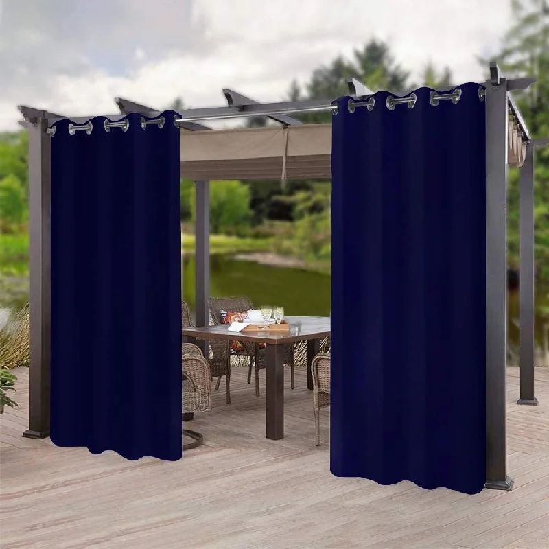 DCP Outdoor Thermal Grommet Blackout Curtain Single Curtain Panel,Navy