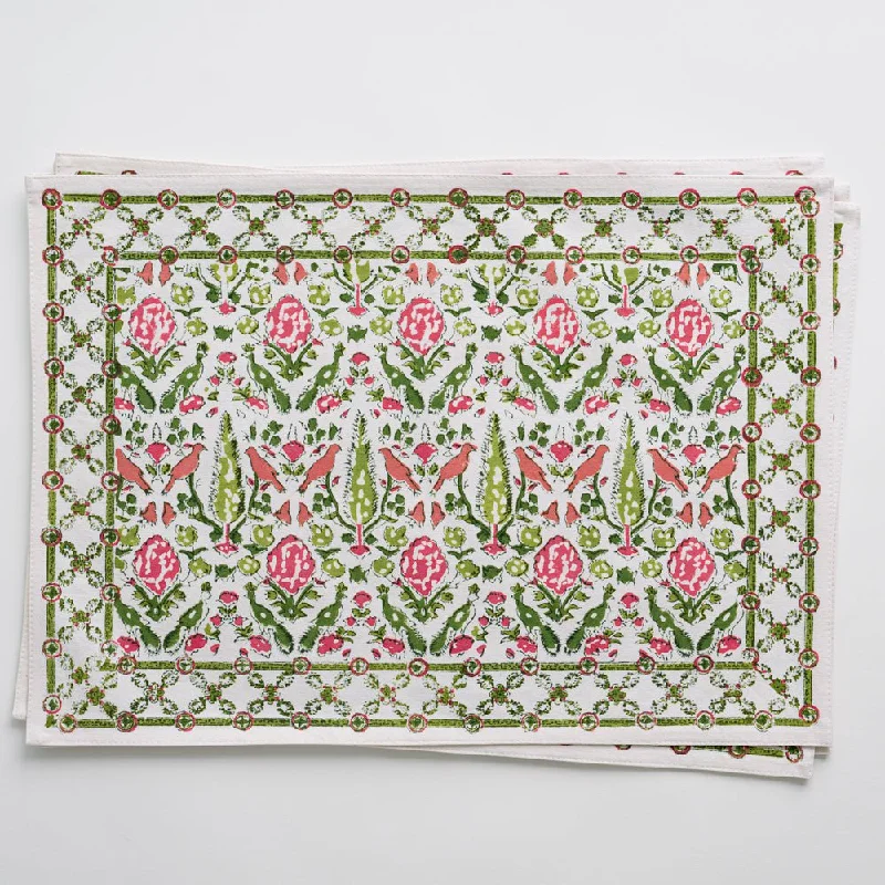 Dove & Cypress Pink & Green Placemat | Set of 4