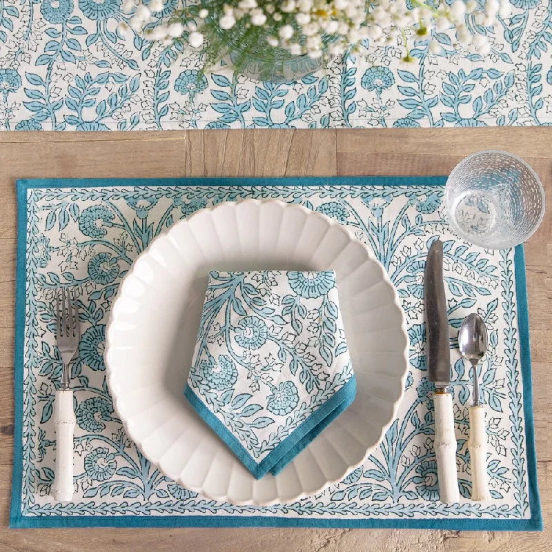 Floral Trellis Aqua Placemat | Set of 4