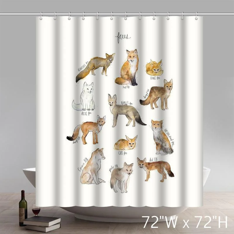 Funny Print Custom All Kinds Of Foxes Shower Curtains