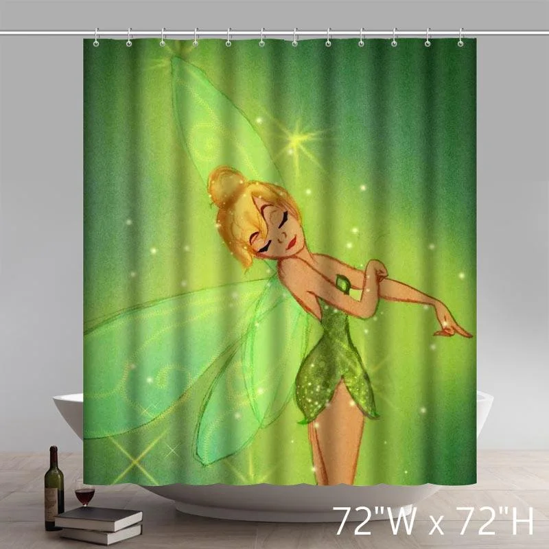 Funny Print Peter Pan Tinker Bell Waterproof Polyester Shower Curtains