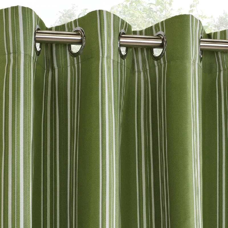 Gazebo Stripe Grommet Top 96 inch Indoor/ Outdoor Curtain Panel, color green