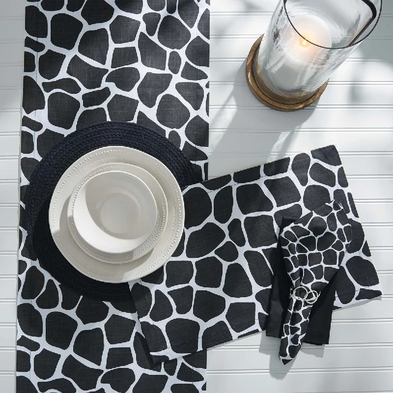 Giraffe Printed Placemat - Black Set of 4  Park Designs