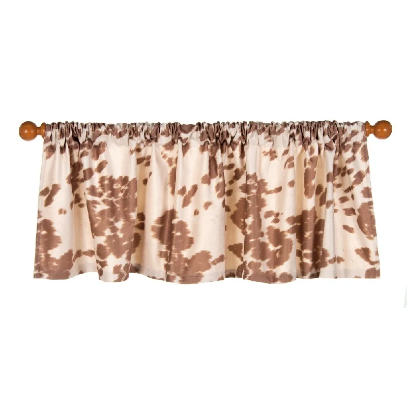 Glenna Jean Cow Animal Curtain Valance for Kids  Tan and White - N/A