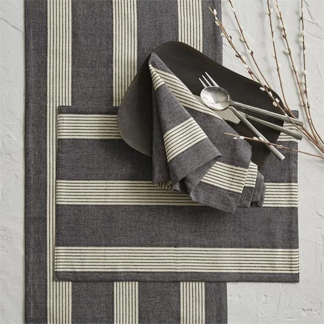 Graphite Stripe Placemats  Set of 6  Park Designs