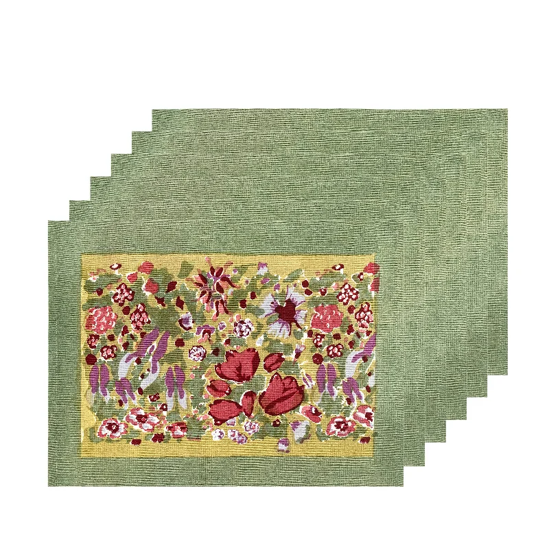 Jardin Placemats Red & Green, Set of 6